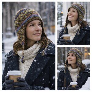 Newari Hand-Knit Wool Earflap Hat | Nepal Artisan Heritage | Winter Boho